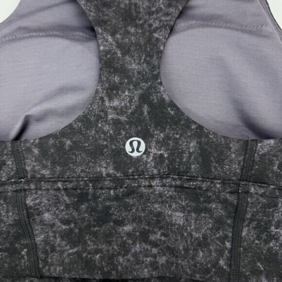 LULULEMON Wunder Train Longline Bra Size 4 Denim Wash Print Dusky Lavender Black - Picture 6 of 8